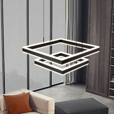 Modern Minimalist Square Chandelier Creative Multi Layer Chandelier for Living Room