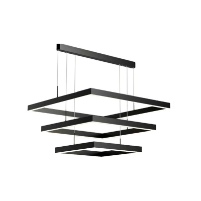 Nordic Minimalist Wrought Iron Chandelier Creative LED Square Chandelier for Living Room