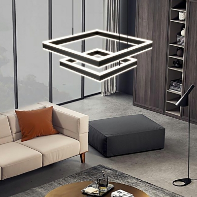 Nordic Multi Layer LED Chandelier Creative Square Chandelier for Living Room