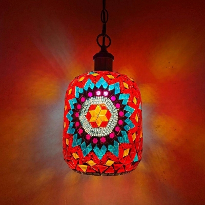 Turkish Retro Single Pendant Personality Creative Mosaic Glass Hanging Lamp