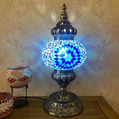 1 Light Nightstand Lights Traditional Style Oval Shape Metal Night Table Light