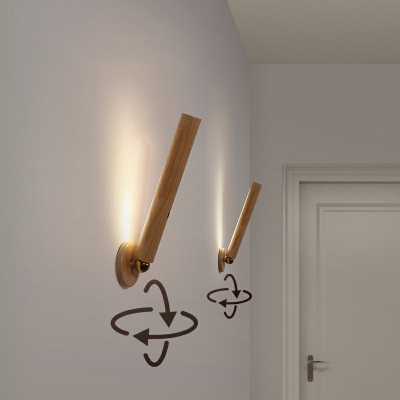 1 Light Wall Lighting Ideas Modern Style Tube Shape Wood Sconce Lights
