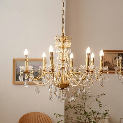 8 Light Chandelier Lights European Style Curved Shape Metal Hanging Ceiling Light