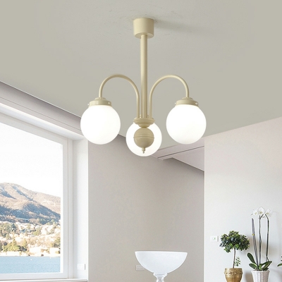 French Creative Glass Chandelier Simple Cream Chandelier for Bedroom