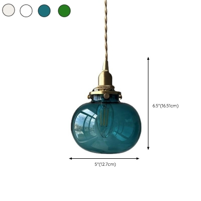 Japanese Style Retro Brass Single Pendant Creative Personality Glass Hanging Lamp
