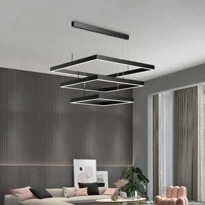 Modern Minimalist Square Chandelier Nordic Light Luxury Multi Layer Chandelier