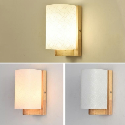 Nordic Creative Wooden Wall Lamp Japanese Style Glass Wall Lamp for Bedroom