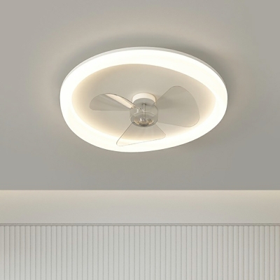 Nordic Minimalist LED Fan Light White Acrylic Ceiling Mounted Fan Light for Bedroom