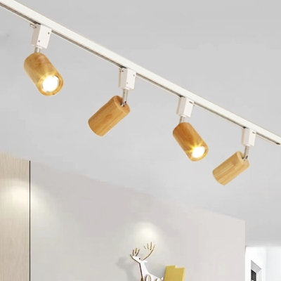 Nordic Wood Ceiling Light Fixture Minimalist Adjustable Track Light for Bedroom