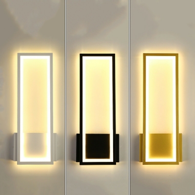 1 Light Wall Lighting Ideas Minimalist Style Rectangle Shape Metal Sconce Light