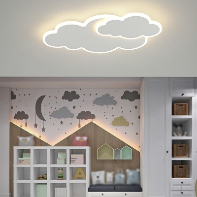 2 Light Ceiling Lamp Kids Style Cloud Shape Metal Flush Chandelier Lighting