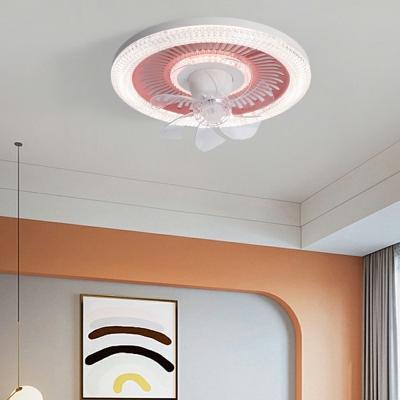 Modern Minimalist Fan Ceiling Light Fashion Round Ceiling Mounted Fan Light for Bedroom
