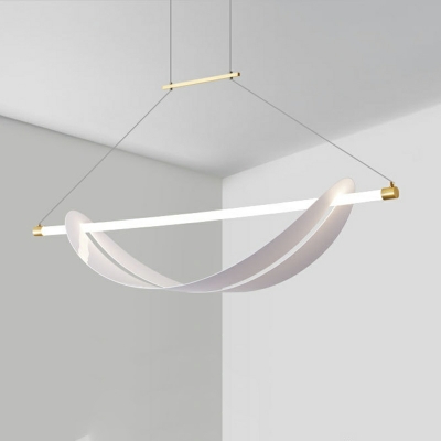 1 Light Pendant Chandelier Contemporary Style Linear Shape Metal Hanging Light Fixture