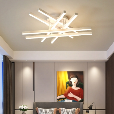 10 Light Ceiling Lamp Modern Style Linear Shape Metal Flush Mount Chandelier Lighting