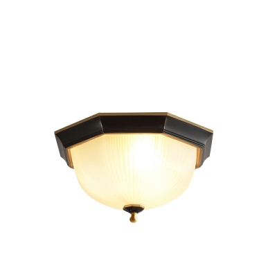3 Light Close To Ceiling Fixtures Traditional Style Dome Shape Metal Flushmount Lighting
