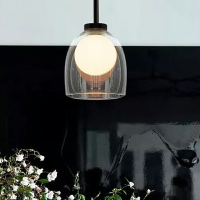 Oval Hanging Lamps Kit Modern Style Ceiling Pendant Light Glass for Bedroom