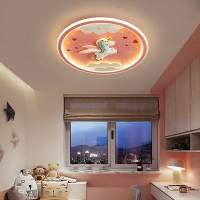 1 Light Close To Ceiling Fixtures Kids Style Geometric Shape Metal Flushmount Lighting
