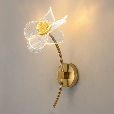 1 Light Wall Lighting Fixtures Kids Style Flower Shape Metal Sconce Lights