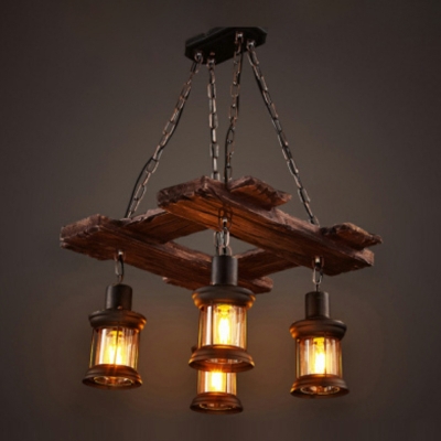 4 Light Pendant Light Fixtures Loft Style Cage Shape Metal Hanging Ceiling Lights