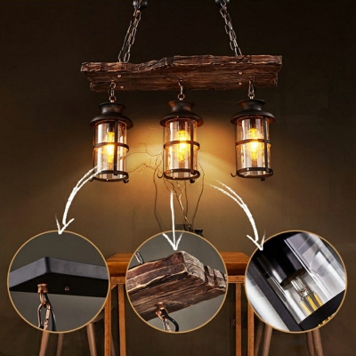Island Lights Industrial Style Glass Island Pendant Lights for Living Room