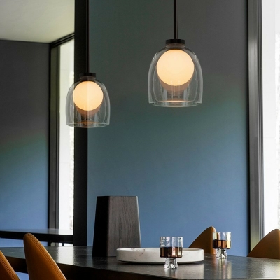 Oval Hanging Lamps Kit Modern Style Ceiling Pendant Light Glass for Bedroom