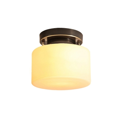 1 Light Ceiling Lamp Traditional Style Drum Shape Metal Flush Mount Chandelier Lighting