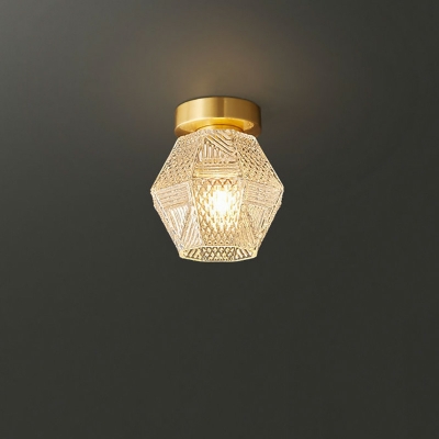 1 Light Close To Ceiling Fixtures Traditional Style Hexagon Shape Metal Flushmount Lighting
