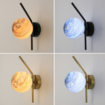 1 Light Wall Lighting Ideas Kids Style Planet Shape Metal Sconce Lights