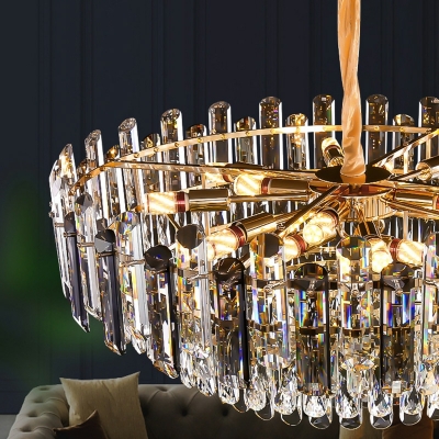 15 Light Pendant Lamp Contemporary Style Drum Shape Metal Hanging Ceiling Light