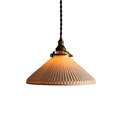 Cone Hanging Lamps Kit Modern Style Ceramics Pendant Light for Bedroom