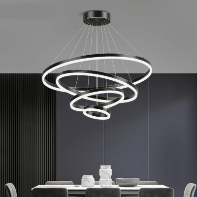 Modern Minimalist LED Chandelier Creative Ring Multi Layer Chandelier for Living Room