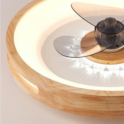 Modern Simple LED Ceiling Fan Light Creative Wooden Ceiling Mounted Fan Light for Bedroom