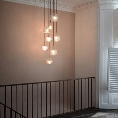 Nordic Minimalist Single Pendant Personality Double Glass Hanging Lamp