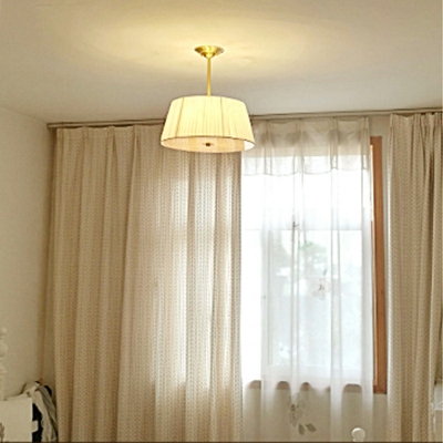 4 Light Pendant Light Fixtures Traditonal Style Drum Shape Metal Hanging Ceiling Lights