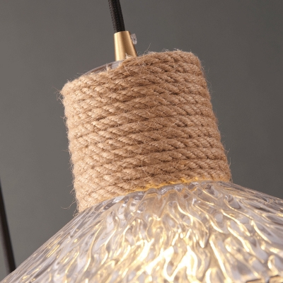 Industrial Retro Hanging Lamp Creative Hemp Rope Glass Hanging Lamp