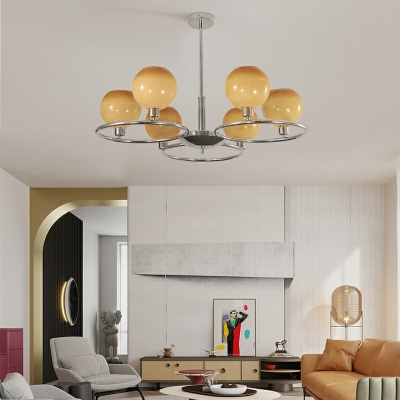 Retro Wrought Iron Chandelier French Minimalist Glass Chandelier for Living Room