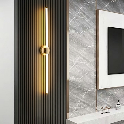 1 Light Wall Lighting Ideas Minimalism Style Linear Shape Metal Sconce Lights