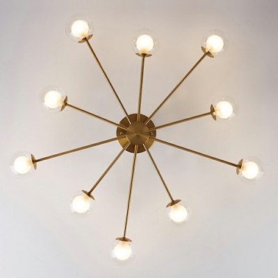 10 Light Ceiling Lamp Contemporary Style Ball Shape Metal Flush Mount Chandelier