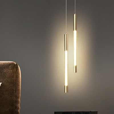 Modern Minimalist Metal Single Pendant Personality Strip Hanging Lamp for Bedroom
