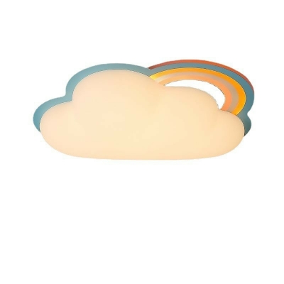 1 Light Close To Ceiling Fixtures Kids Style Cloud Shape Metal Flushmount Lighting