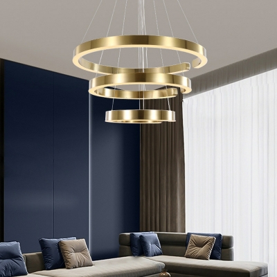 1 Light Pendant Chandelier Contemporary Style Circle Shape Metal Hanging Ceiling Light