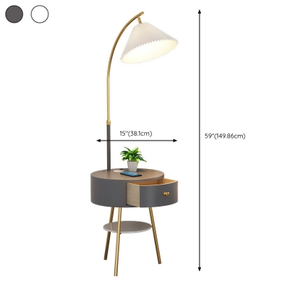 1 Light Standard Lamps Contemporary Style Fabric Shade Floor Lamps for Bedroom