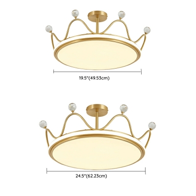2 Light Close To Ceiling Fixtures Kids Style Crown Shape Metal Flushmount Lighting