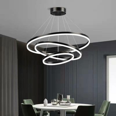 Modern Minimalist LED Chandelier Creative Ring Multi Layer Chandelier for Living Room