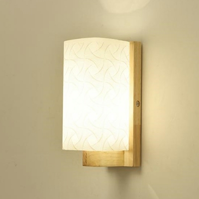 Nordic Creative Wooden Wall Lamp Japanese Style Glass Wall Lamp for Bedroom