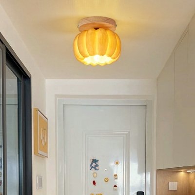 5 Light Ceiling Lamp Contemporary Style Pumpkin Shape Metal Flush Mount Fixture