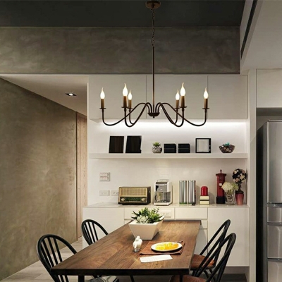 6 Light Pendant Light Fixtures Contemporary Style Candle Shape Metal Hanging Ceiling Lights