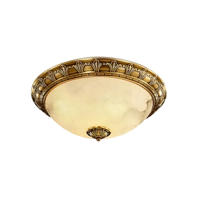 American Retro Copper Ceiling Lamp Creative Marble Ceiling Light Fixture for Bedroom
