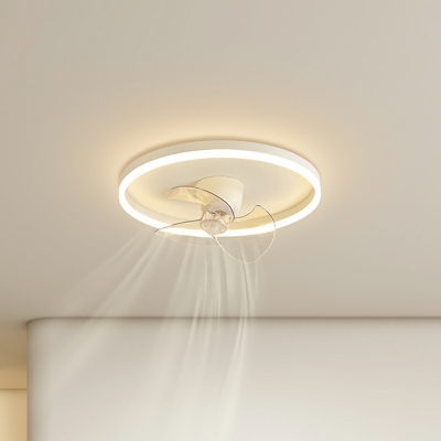 Modern Simple Thin Ceiling Fan Light Creative White LED Ceiling Mounted Fan Light for Bedroom