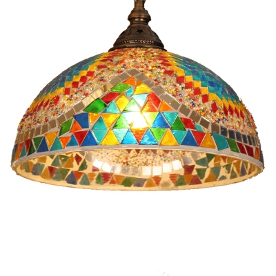 Tiffany Vintage Single Pendant Stained Art Glass Hanging Lamp for Dining Room
